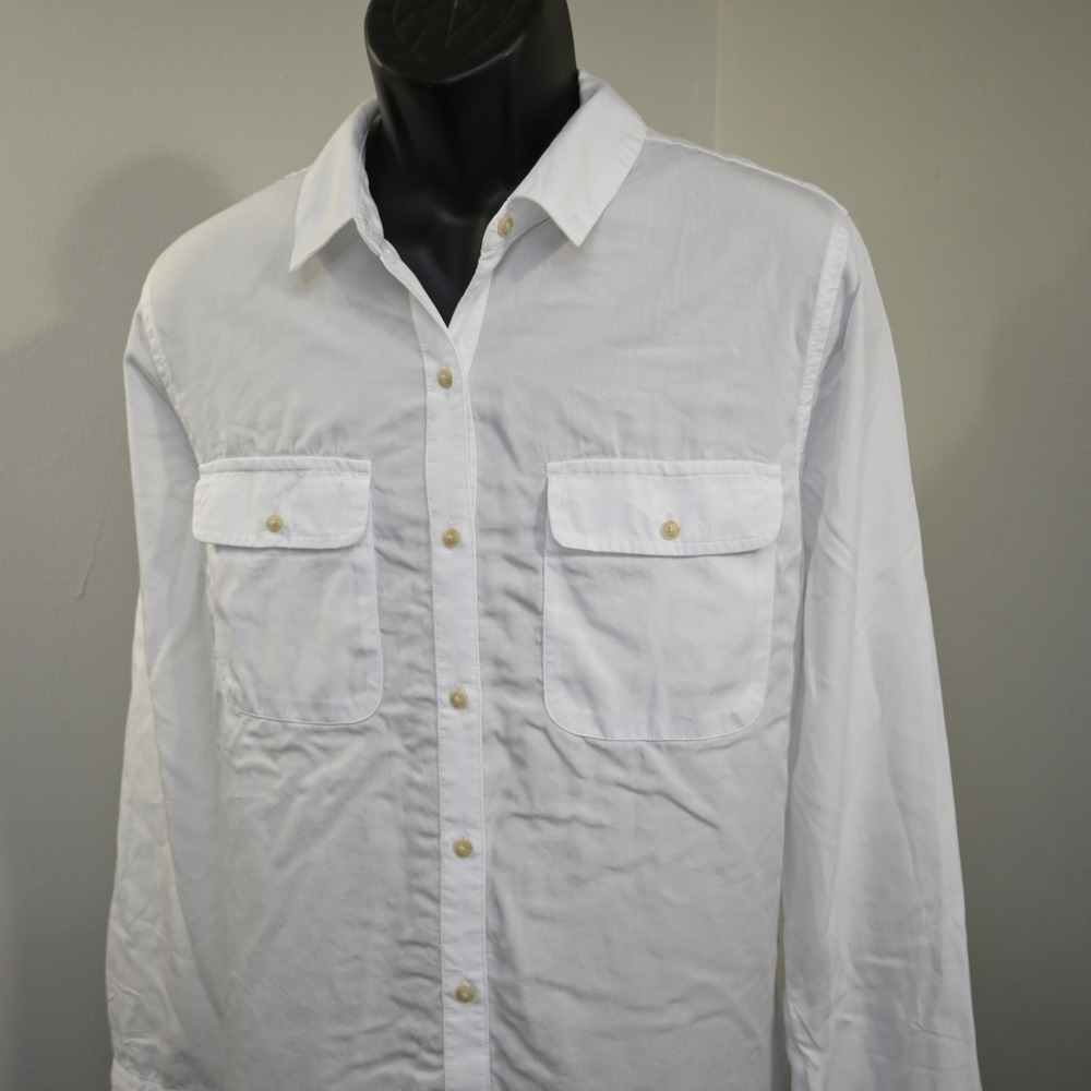 Lucky Brand Button Up Womens XL White Long Sleeve Dual Pocket Lyocell Shirt